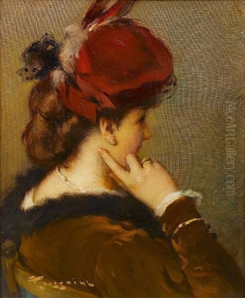 The Red Hat Oil Painting by Fernand Toussaint