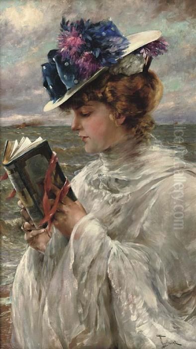 Femme Lisant Oil Painting by Fernand Toussaint