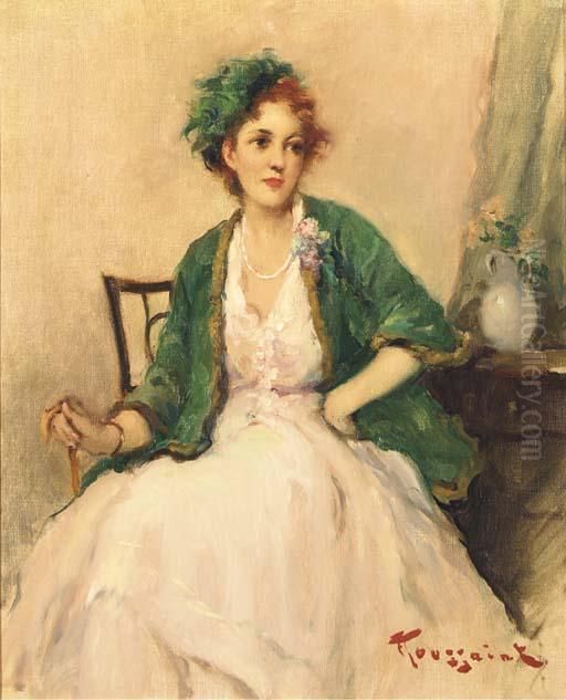 An Elegant Pose Oil Painting by Fernand Toussaint