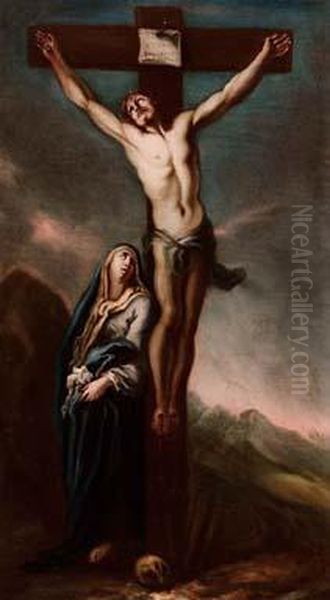 Cristo Crocifisso Con La Vergine Oil Painting by Francesco Trevisani