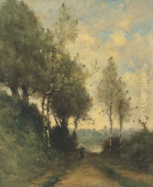Paysanne Sur Un Chemin Oil Painting by Paul Trouillebert