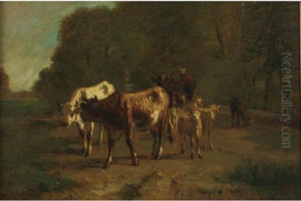 Cattle At Pasture Oil Painting by Constant Troyon