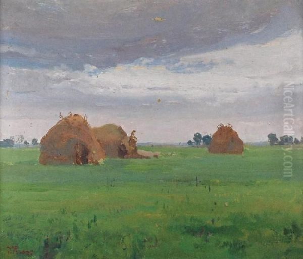 Stogi Oil Painting by Iwan Trusz