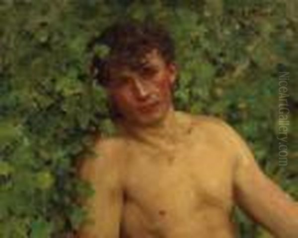 Head Of Nicola Oil Painting by Henry Scott Tuke
