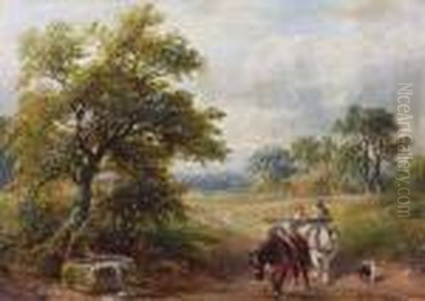 Crossing The Brook Oil Painting by George Turner