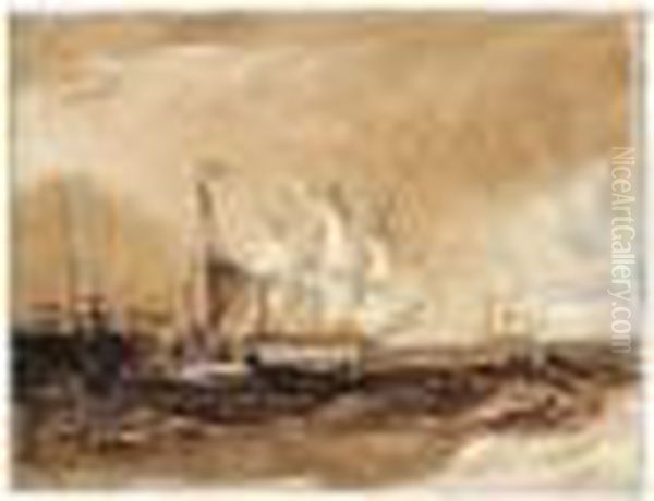 Shipping Off The Coast Oil Painting by Joseph Mallord William Turner