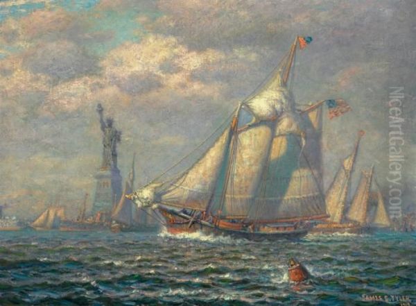 New York Harbor Oil Painting by James Gale Tyler
