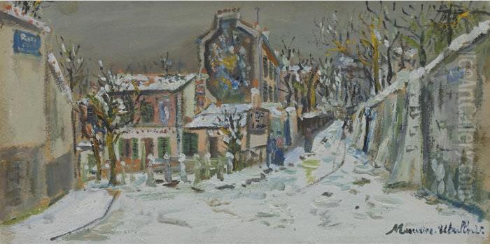 Le Lapin Agile Sous La Neige Oil Painting by Maurice Utrillo
