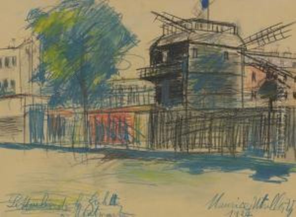 Le Moulin De La Galette A Montmartre Oil Painting by Maurice Utrillo