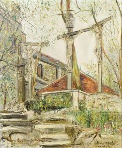 Calvaire Saint-pierre De Montmartre Oil Painting by Maurice Utrillo