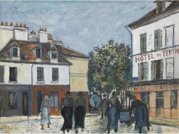 Place Du Tertre A Montmartre Oil Painting by Maurice Utrillo