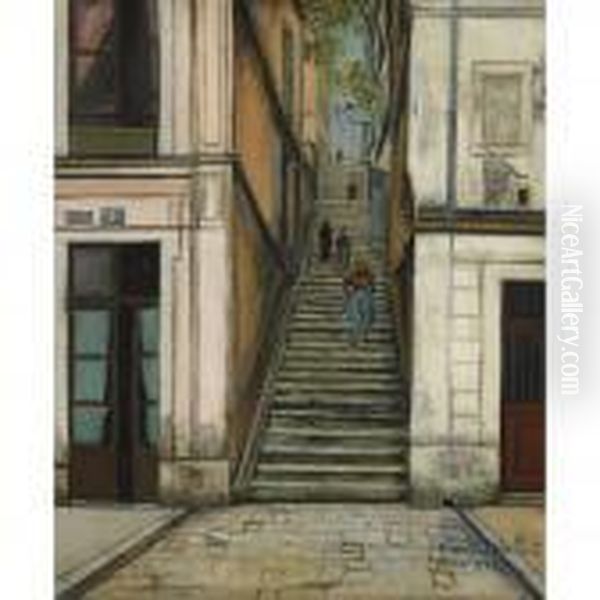Le Passage Cottin, Montmartre Oil Painting by Maurice Utrillo