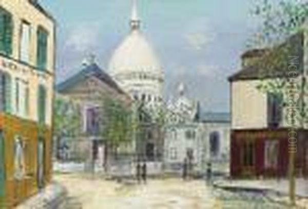La Place Du Tertre Et Sacre Coeur Oil Painting by Maurice Utrillo