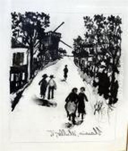 Le Moulin A Sannois Oil Painting by Maurice Utrillo