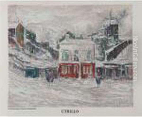 Montmarte (with Text) Oil Painting by Maurice Utrillo
