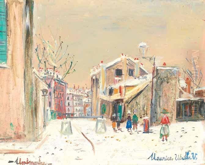 La Maison De Mimi Pinson A Montmartre Oil Painting by Maurice Utrillo