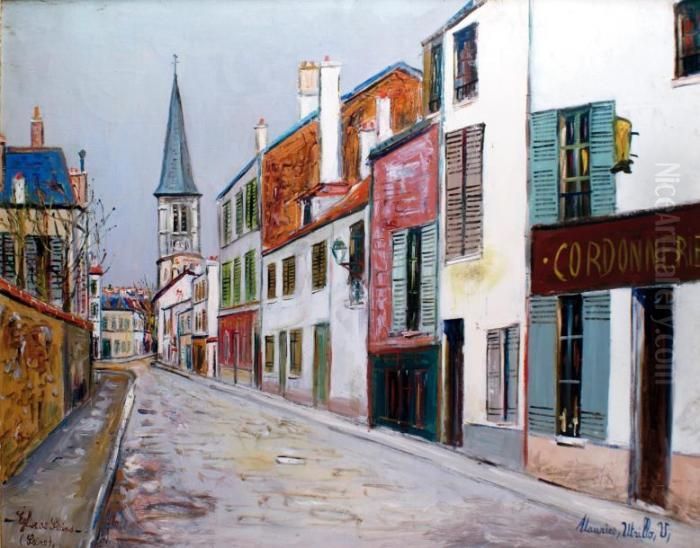 Rue Et Eglise De Stains Oil Painting by Maurice Utrillo