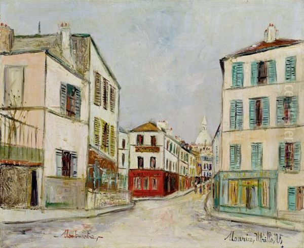 La Rue Narvins A Monmartre Oil Painting by Maurice Utrillo