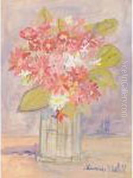 Bouquet De Fleurs Rouge Et Blanc Dans Une Vase Oil Painting by Maurice Utrillo