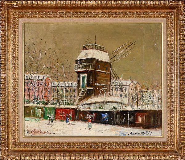 Moulin De La Galette Sous La Neige A Montmartre Oil Painting by Maurice Utrillo