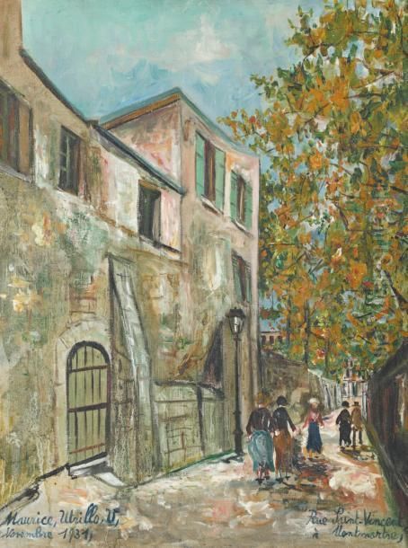 Rue Saint Vincent A Montmartre Oil Painting by Maurice Utrillo