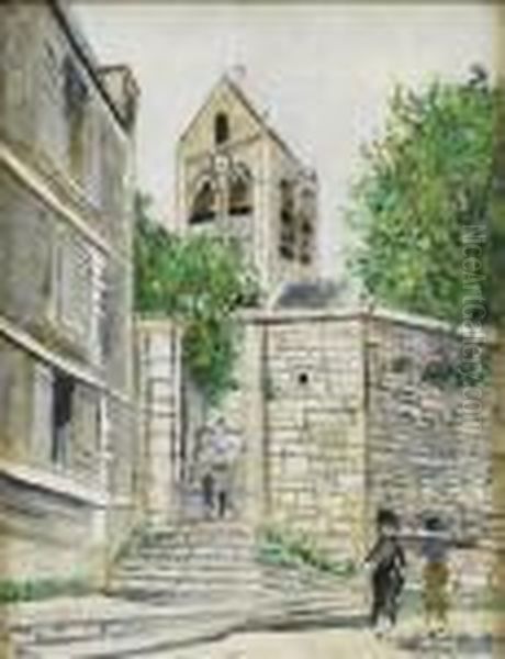 L'eglise D'auvers-sur-oise (val D'oise) Oil Painting by Maurice Utrillo