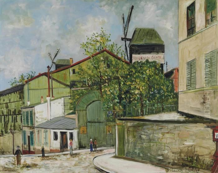 Le Moulin De La Galette A Montmartre Oil Painting by Maurice Utrillo