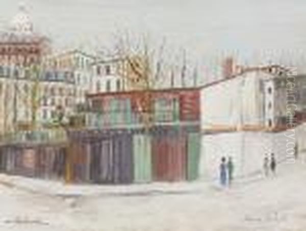Remise De Voiture D'enfants, Rue Lamarck A Montmartre Oil Painting by Maurice Utrillo