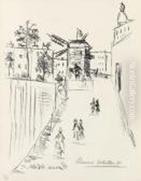 Le Moulin Rouge Oil Painting by Maurice Utrillo