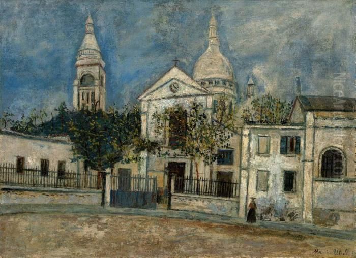 L'eglise Saint-pierre Et Le Sacre-coeur A Montmartre Oil Painting by Maurice Utrillo