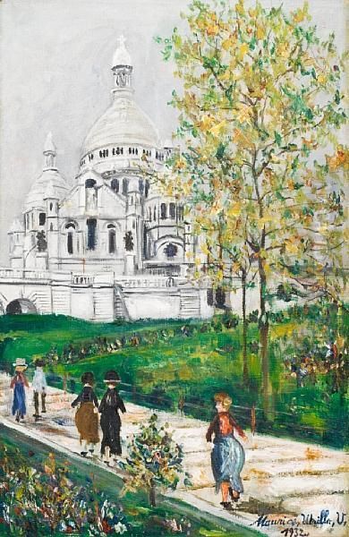 Sacre Cur De Montmartre Et Squaresaint-pierre Oil Painting by Maurice Utrillo