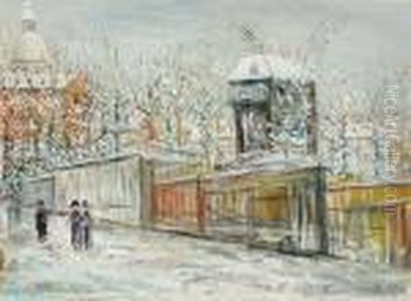 Montmartre Sous La Neige, Le Moulin De La Galette. Oil Painting by Maurice Utrillo