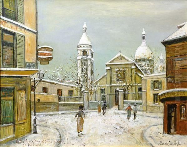 Eglise Saint Pierre Et Le Sacre-cur De Montmartre. Oil Painting by Maurice Utrillo
