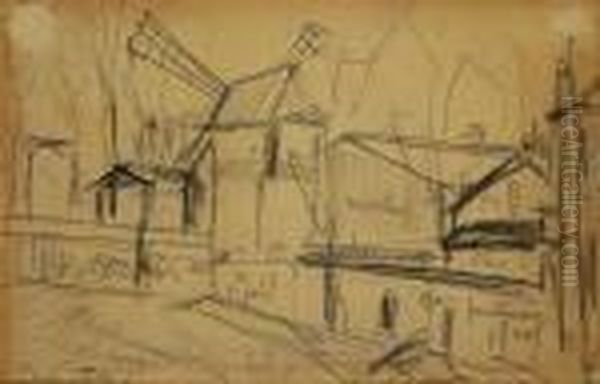 Le Moulin De La Galette Oil Painting by Maurice Utrillo