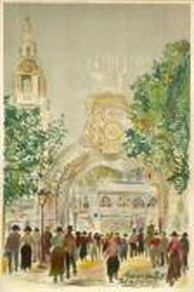 Affiche Pour Le Bal De L'a.a.a Oil Painting by Maurice Utrillo