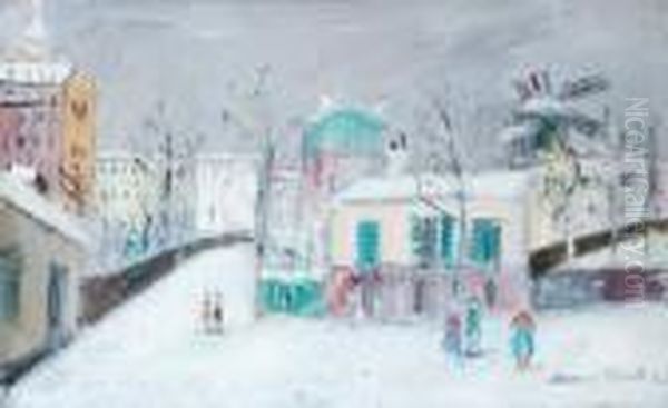 L'ancien Maquis De Montmartre Sousla Neige Oil Painting by Maurice Utrillo