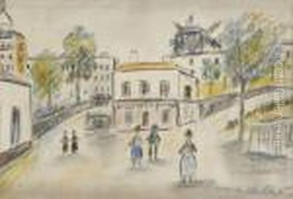 Rue Montmartre. Oil Painting by Maurice Utrillo