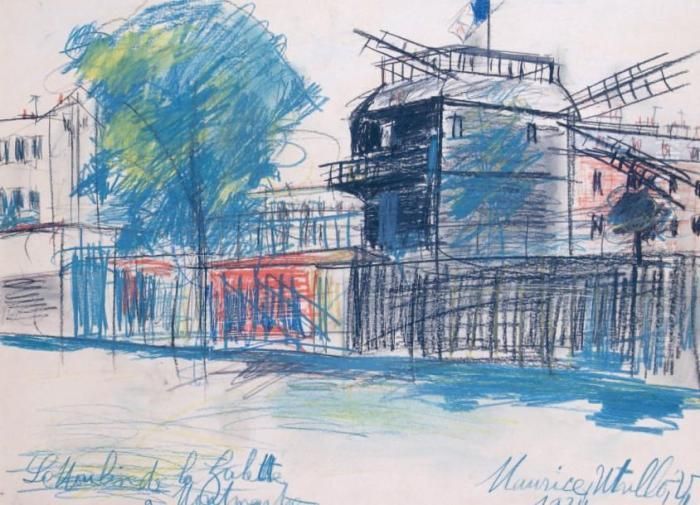 Montmartre, Le Moulin De La Galette Oil Painting by Maurice Utrillo