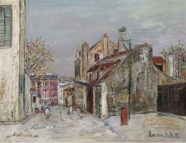 La Maison De Mimi Pinson A Montmartre Oil Painting by Maurice Utrillo