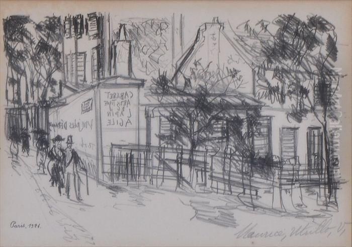 Le Cabaret Du Lapin Agile Oil Painting by Maurice Utrillo