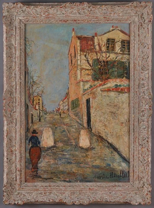 Village Street Scene Oil Painting by Maurice Utrillo