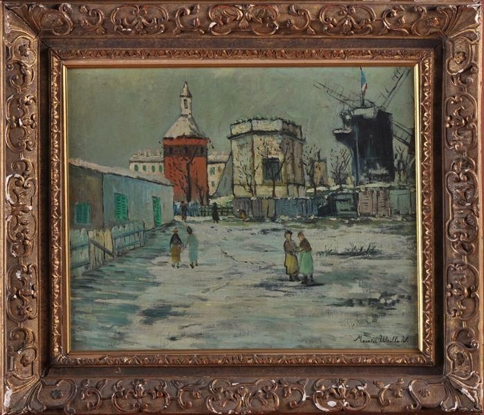 Village Scene With Windmill Oil Painting by Maurice Utrillo