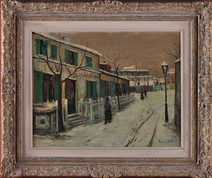 Street Scene In Winter Oil Painting by Maurice Utrillo