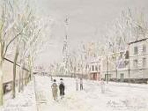 La Tour Eiffel A Paris Sous La Neige Oil Painting by Maurice Utrillo
