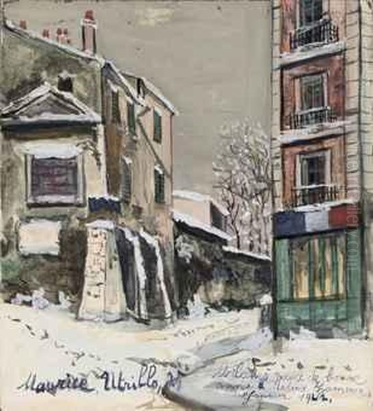 Cabaret De La Belle Gabrielle A Montmartre Oil Painting by Maurice Utrillo