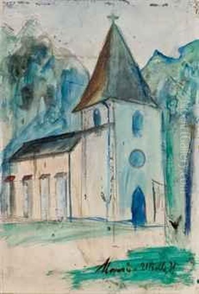 La Chapelle Fraisnee Pres De Clairvaux Oil Painting by Maurice Utrillo