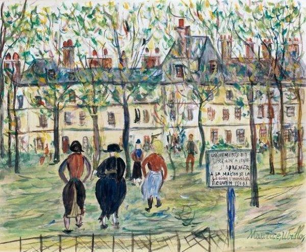 Terrains A Vendre, S'adresser A La Maison De La Legion D'honneur,ecouen Oil Painting by Maurice Utrillo