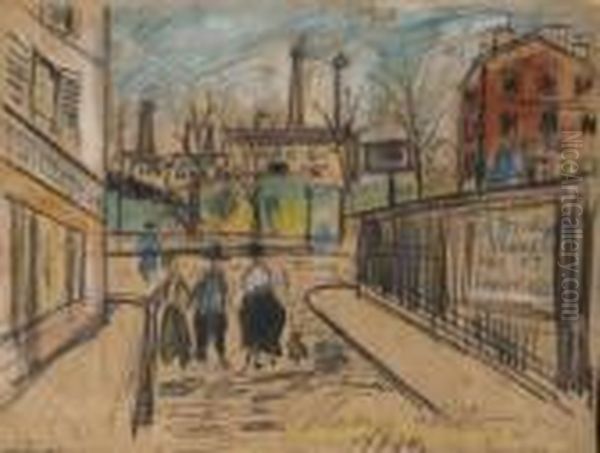 Rue Animee Oil Painting by Maurice Utrillo