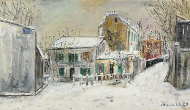 Le Lapin Agile Sous La Neige, Montmartre Oil Painting by Maurice Utrillo