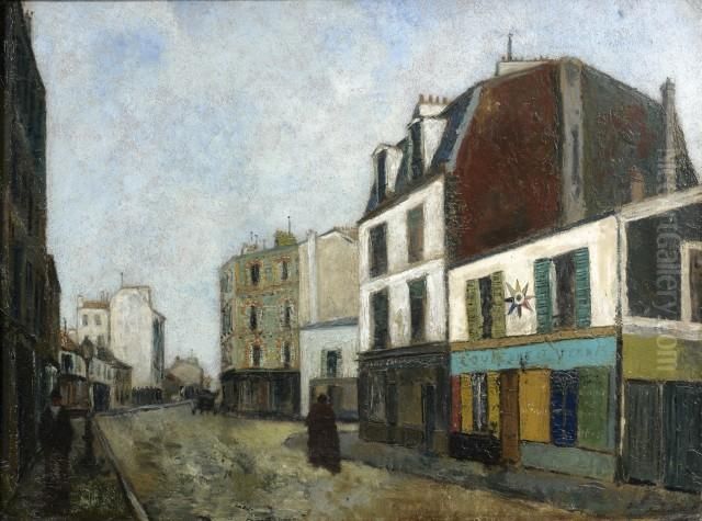 Marchand De Couleurs A Saint-ouen (seine Saint Denis) Oil Painting by Maurice Utrillo